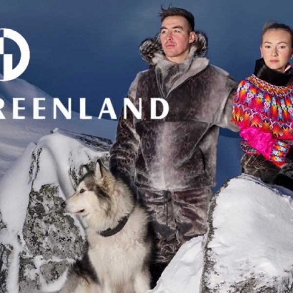 great greenland logo med mand kvinde hund